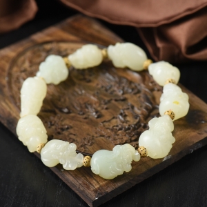 山料和田白玉罗汉单圈手串