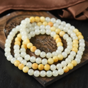 6mm籽料和田白玉多圈手串