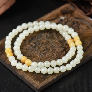 6mm籽料和田白玉多圈手串