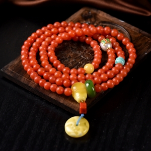 6mm柿子红南红108佛珠