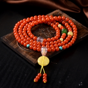 6mm柿子红南红多圈手串