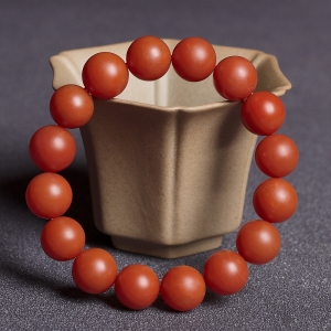 13mm柿子红南红单圈手串