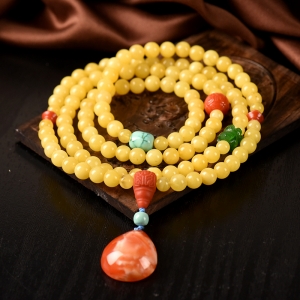 6.5mm白花蜜蜜蜡多圈手串