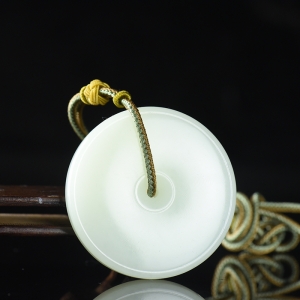 山流水料和田白玉平安扣吊坠