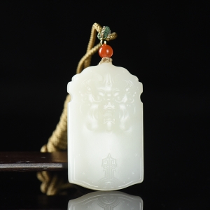 山流水料和田白玉守护吊坠