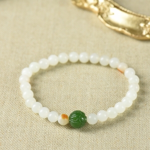 6mm籽料和田白玉单圈手串