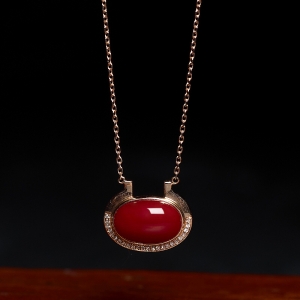 18K阿卡牛血红珊瑚项链