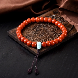 柿子红南红老形珠手持