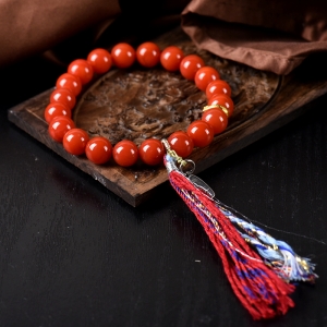 9.5mm柿子红南红单圈手串