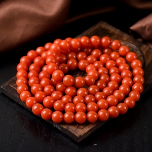8mm柿子红南红108佛珠