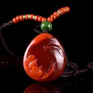 柿子红南红年年有余吊坠