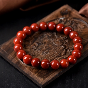 10mm锦红南红单圈手串