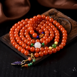 6mm柿子红南红108佛珠