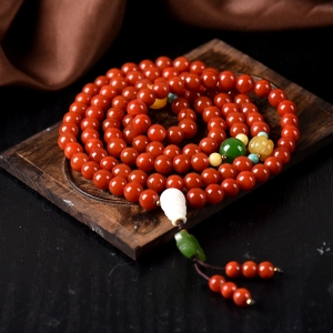 7mm柿子红南红108佛珠