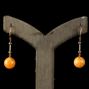 18K老蜜蜡蜜蜡耳坠