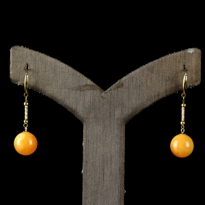 18K老蜜蜡蜜蜡耳坠