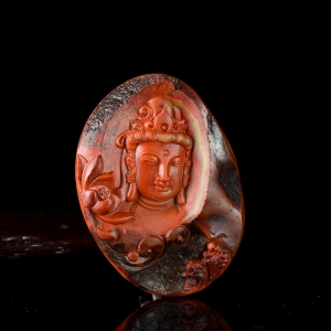 包浆料柿子红南红观音吊坠