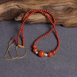 柿子红南红锁骨链