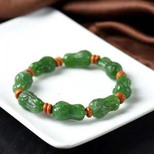 山料和田碧玉百财单圈手串