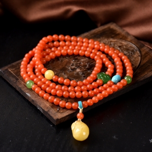 5mm柿子红南红多圈手串