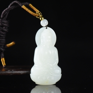 山流水料和田白玉大日如来吊坠