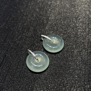 18K冰种翡翠平安扣吊坠（单件）
