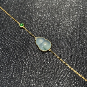 18K冰种飘花翡翠葫芦手链