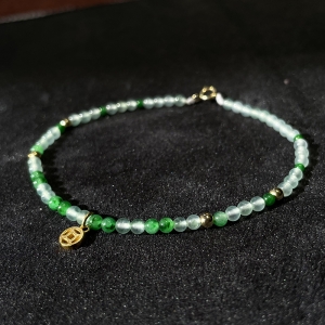 冰种双彩翡翠小米珠手链