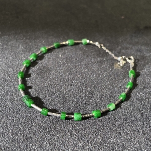 18K糯冰种翠绿翡翠手链