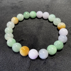 糯冰种三彩翡翠手链