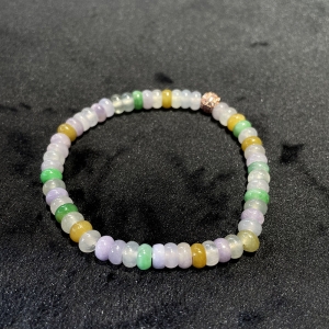 糯冰种三彩算盘珠手链