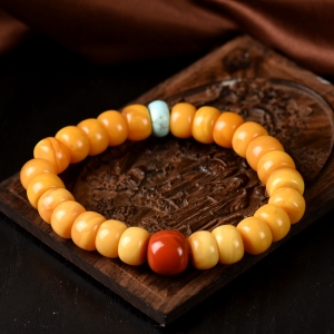 老蜜蜡蜜蜡算盘珠单圈手串