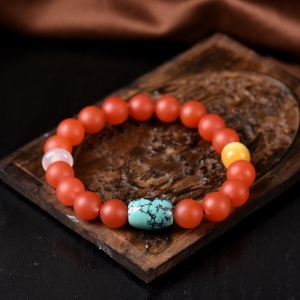 9mm柿子红南红单圈手串