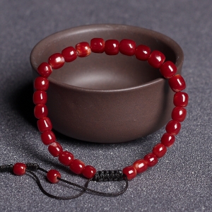 阿卡牛血红珊瑚桶珠单圈手串