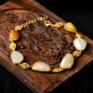 18K籽料和田玉原石手链