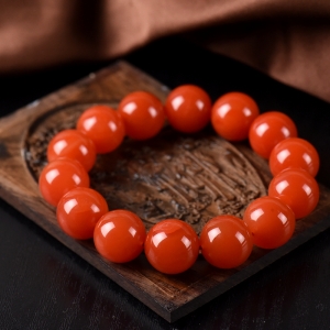 15.5mm樱桃红南红单圈手串
