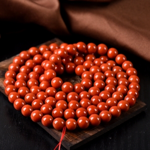 9mm柿子红南红108佛珠