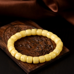 白花蜜蜜蜡老形珠单圈手串