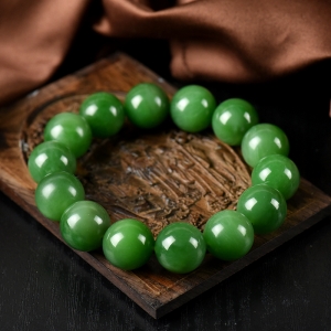 15mm山料和田碧玉单圈手串
