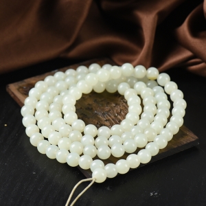 8mm籽料和田白玉108佛珠