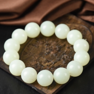 16mm籽料和田白玉单圈手串
