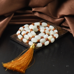 籽料和田白玉罗汉多圈手串