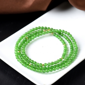 4mm山料和田碧玉冰底项链