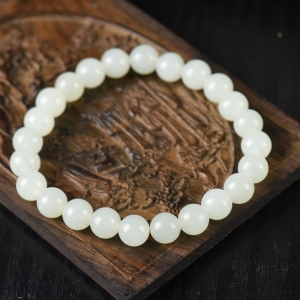 8mm籽料和田白玉单圈手串