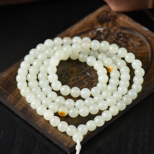 6mm籽料和田白玉108佛珠
