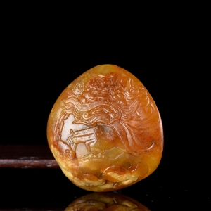 籽料和田玉黄沁钟馗吊坠