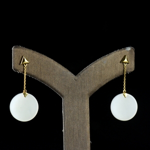 18K籽料和田白玉耳坠