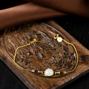 18K籽料和田白玉手链