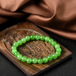 7.5mm山料和田碧玉苹果绿单圈手串