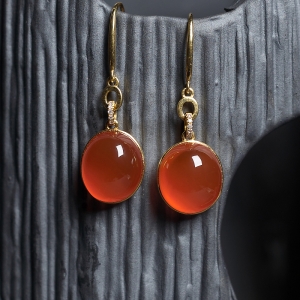 18K冰红南红耳环